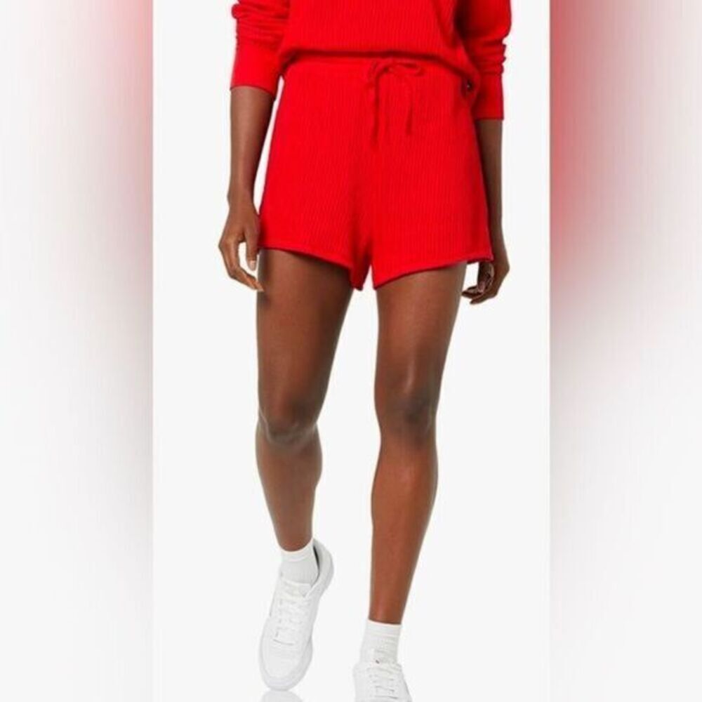 NWT EleVen Venus Williams Red Ribbed Drawstring Waist Lounge Shorts- Size M